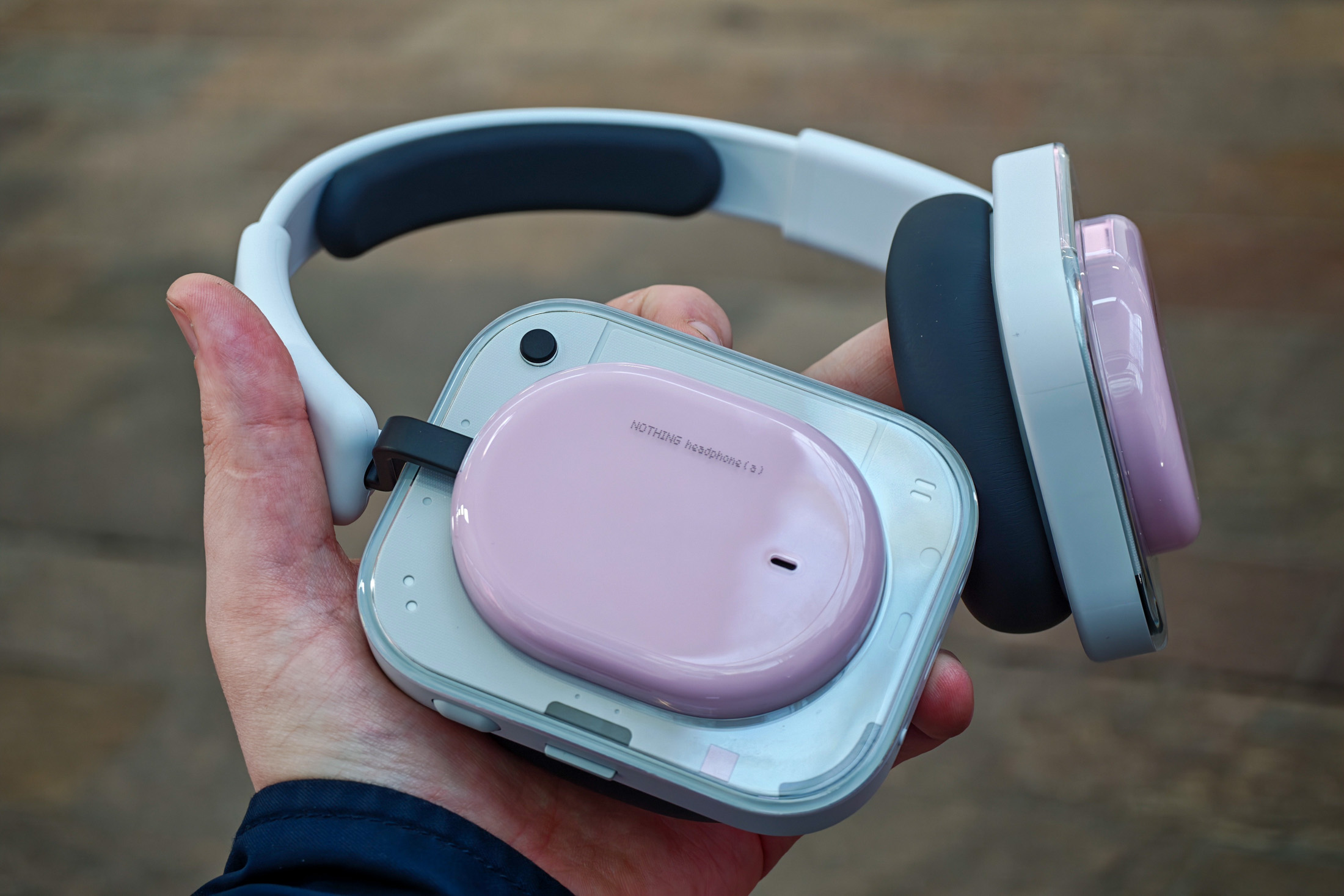 Photo of Nothing Headphone A in pink at London launch event