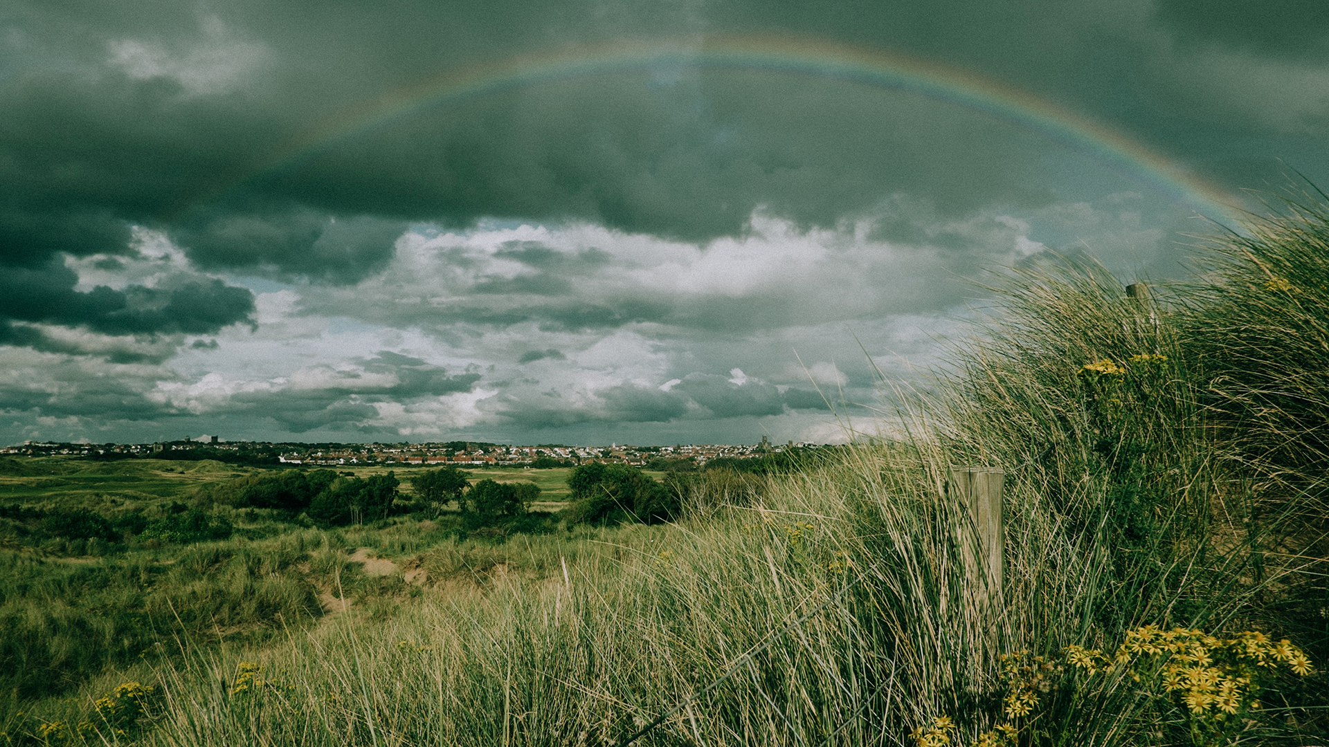 overcast rainbow possible.