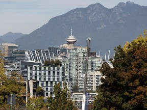 The skyline of Vancouver, as seen on Oct. 15, 2025.