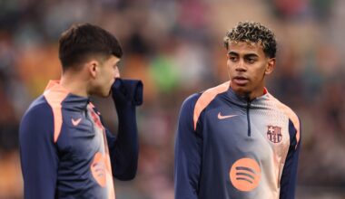 Pedri and Lamine Yamal of FC Barcelona