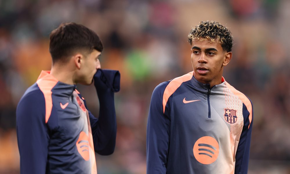 Pedri and Lamine Yamal of FC Barcelona