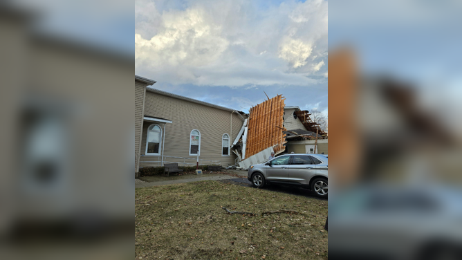 Tornado damages church in Union City, MI, Friday March 6