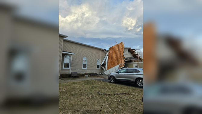 Tornado damages church in Union City, MI, Friday March 6
