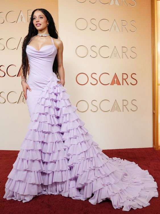 One Battle After Another actress Chase Infiniti in lilac with a spill of ruffles. Pic: AP