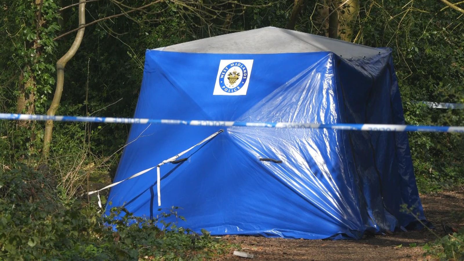 A forensics tent has been set up at the scene