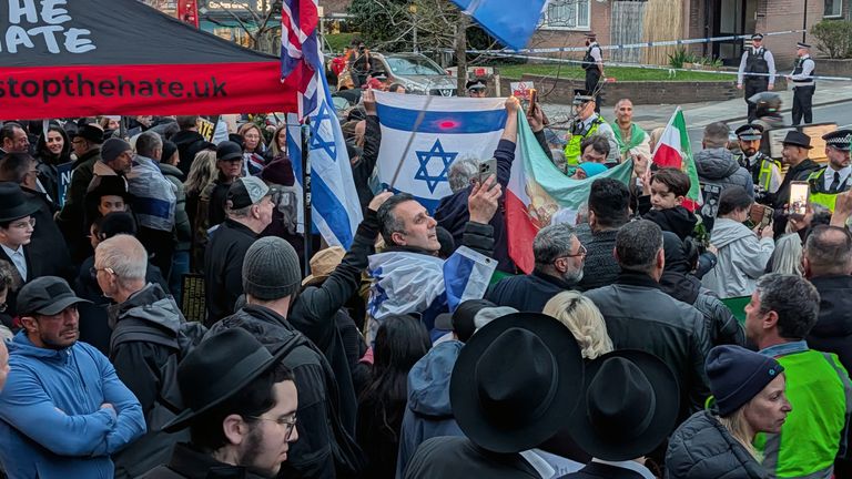 Protests in Golders Green. Pic: PA