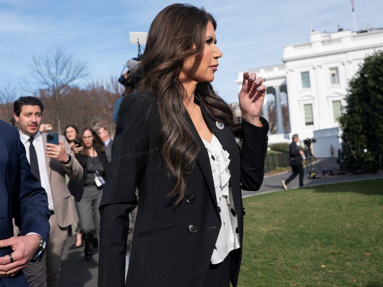 Kristi Noem arrives at the White House in March last year. Pic: Reuters