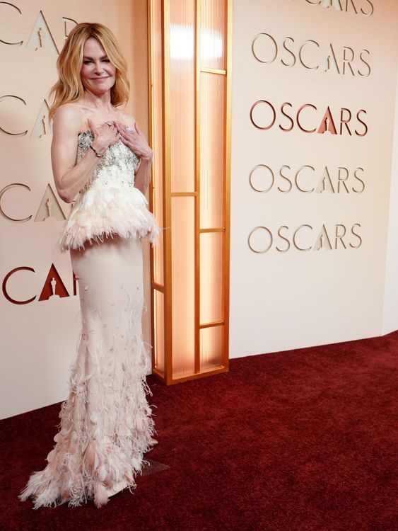 Following the feathers trend too, Nicole Kidman. Pic: AP