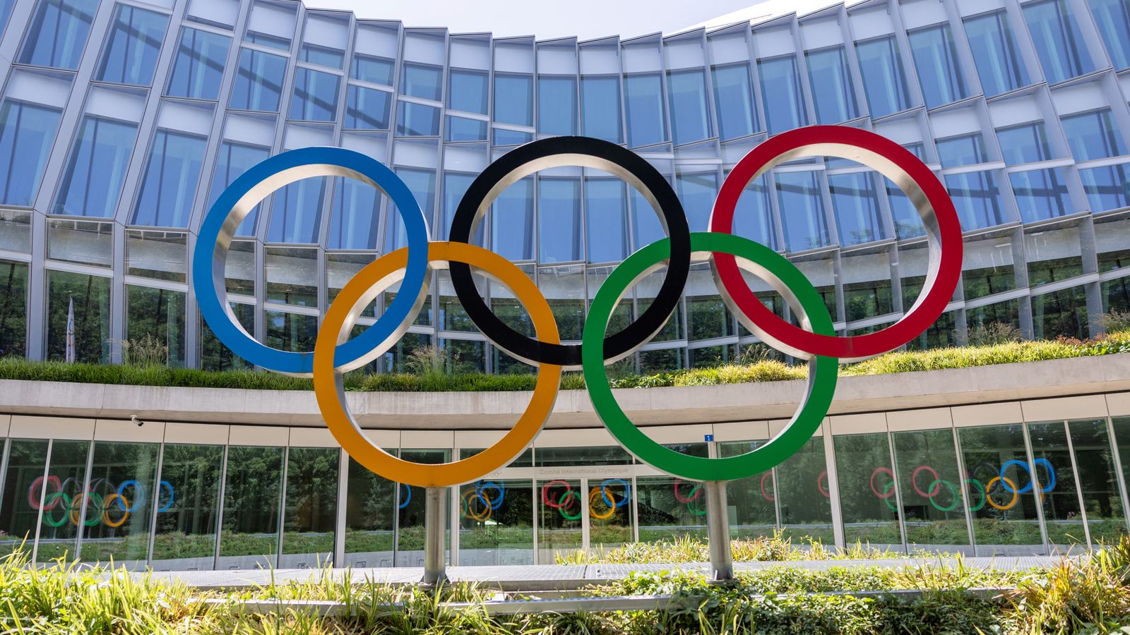 Olympic rings outside the IOC headquarters in Lausanne, Switzerland. Pic: Reuters