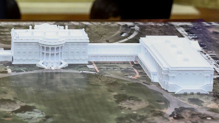 A model of the new White House ballroom. Pic: Reuters