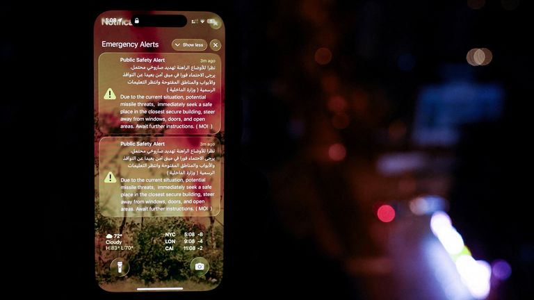 An alert issued by the UAE. Pic: Reuters