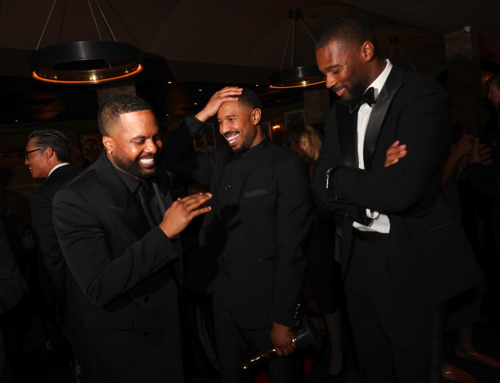 Steelo Brim, Michael B. Jordan and Chad Easterling  attend the Warner Bros. Pictures Post-Oscar Celebration hosted by Pam Abdy and Mike De Luca at Craigs in West Hollywood.