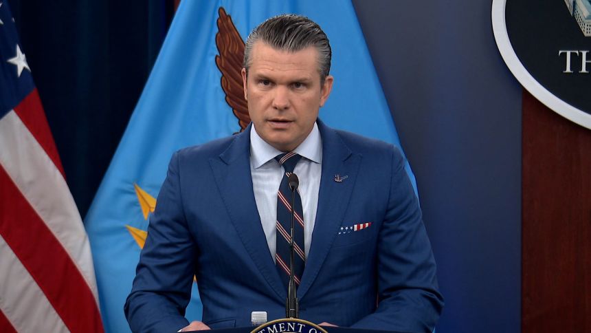 Secretary Pete Hegseth speaks at a press conference at the Pentagon on March 10.