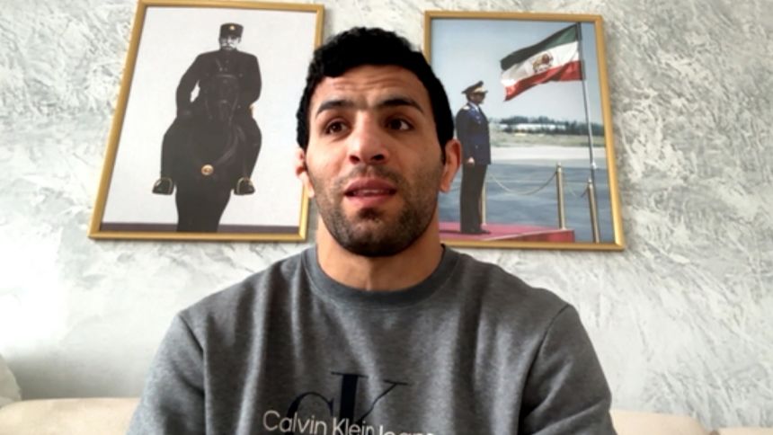 Saeid Mollaei speaks during an interview.