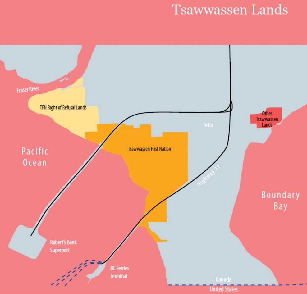 tsawwassen first nations lands delta treaty map