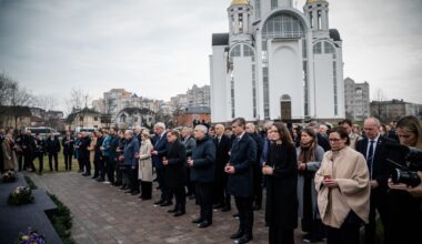 EU foreign ministers visit Ukraine on anniversary of Bucha massacre