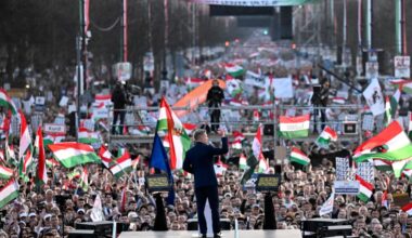 Viktor Orbán and rival Péter Magyar rally supporters in Hungary's capital