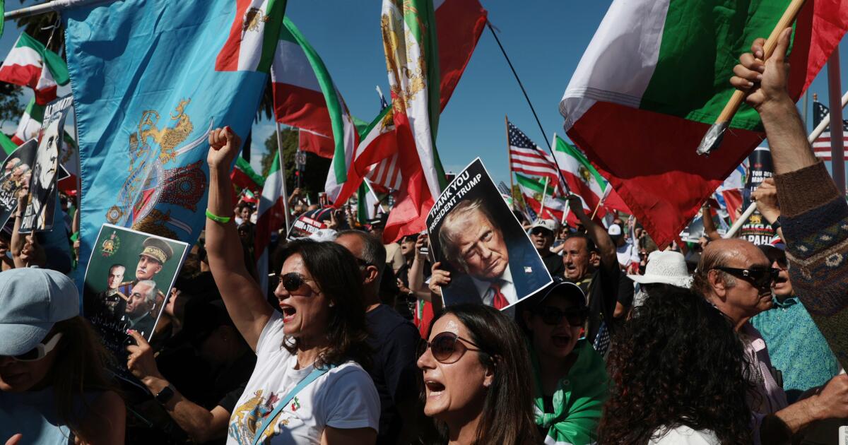 Thousands rally in Westwood as U.S.-Iran war escalates, calling for a 'free Iran'
