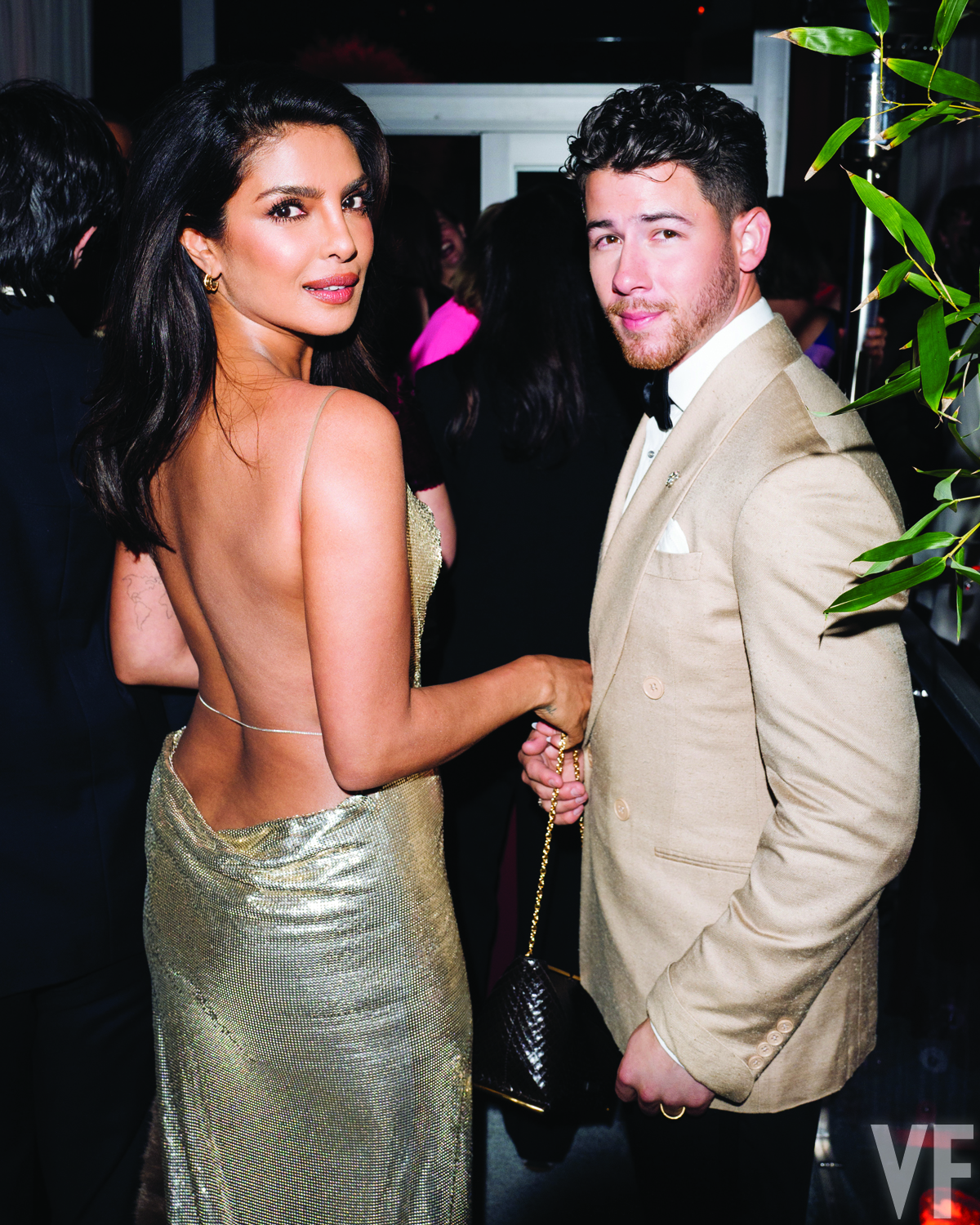 Nick Jonas and Priyanka Chopra attend the Vanity Fair Oscars after party.