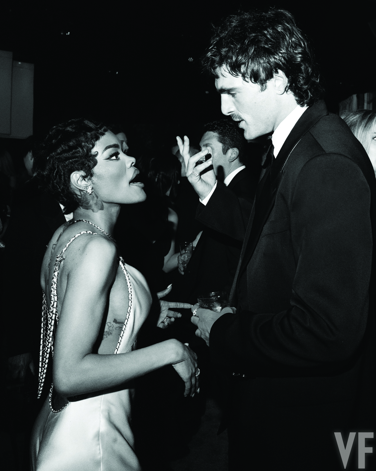 Teyana Taylor and Jacob Elordi attend the Vanity Fair Oscars after party.