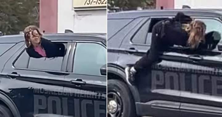 Handcuffed woman’s escape out of police car window caught on bystander video - National