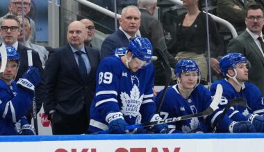 Apr 13, 2026; Toronto, Ontario, CAN; Toronto Maple Leafs head coach Craig Berube watches the play against the Dallas Stars during the third period at Scotiabank Arena. Mandatory Credit: Nick Turchiaro-Imagn Images