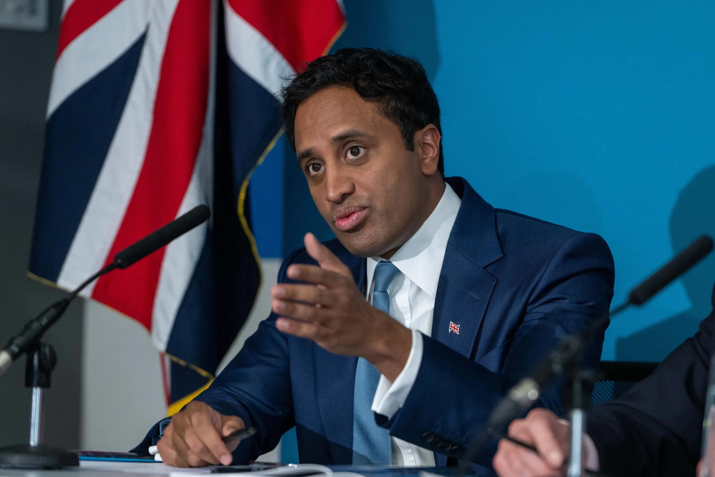 Zia Yusuf, Reform UK Spokesperson for Home Affairs, addresses media at a press conference.