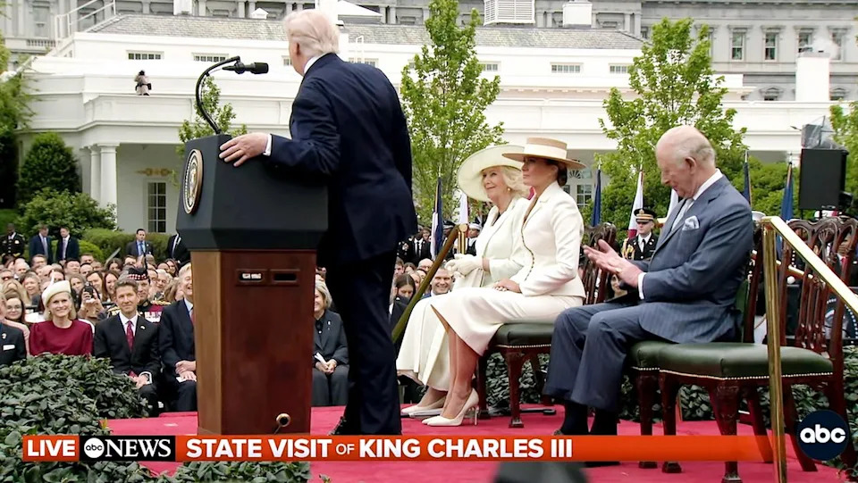 Donald Trump, Queen Camilla, Melania Trump, and King Charles at the White HouseCredit: ABC