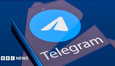 Telegram logo displayed on a smartphone screen.