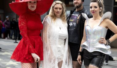 Four people in costume for Lady Gaga concert