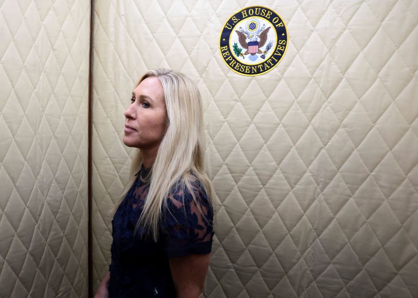 Rep. Marjorie Taylor Greene heads to her final vote at the US Capitol on December 17, 2025.