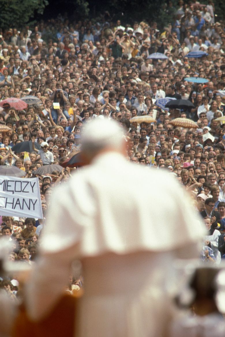 Pope John Paul II addresses a crowd during a visit to the Jasna Gora monastary in Czestochowa, Poland, in June 1979.