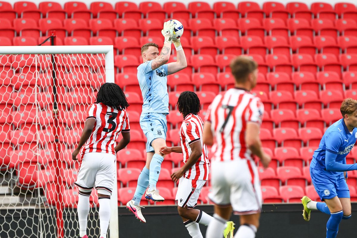 Viktor Johansson back in action for Stoke City, playing for the under-21s against Peterborough United.
