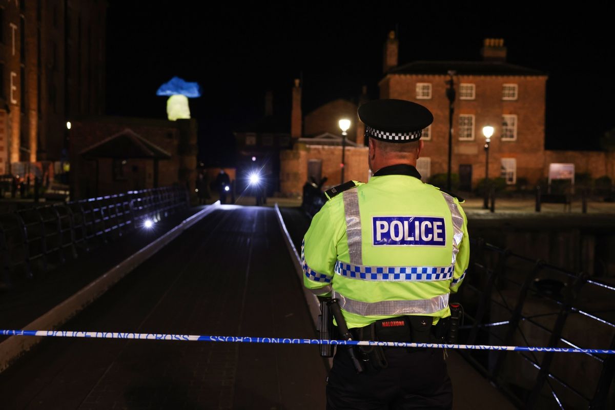 Police scene at the Albert Dock on Tuesday evening