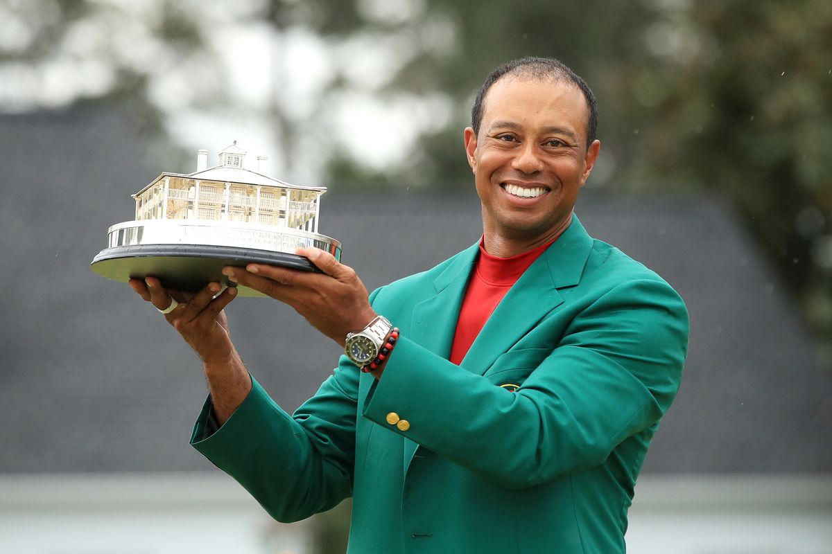 Tiger Woods celebrating winning the Masters in 2019
