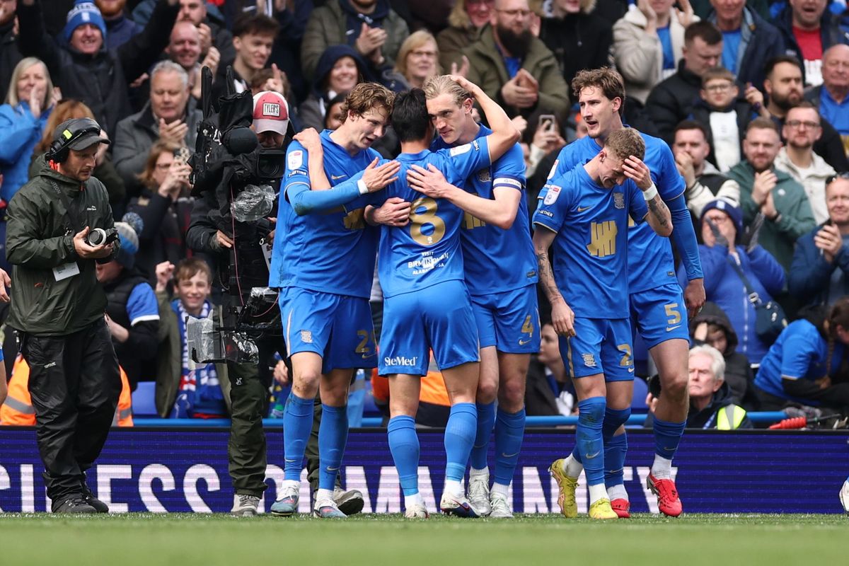 Christoph Klarer of Birmingham City scores a goal and celebrates 2-0.