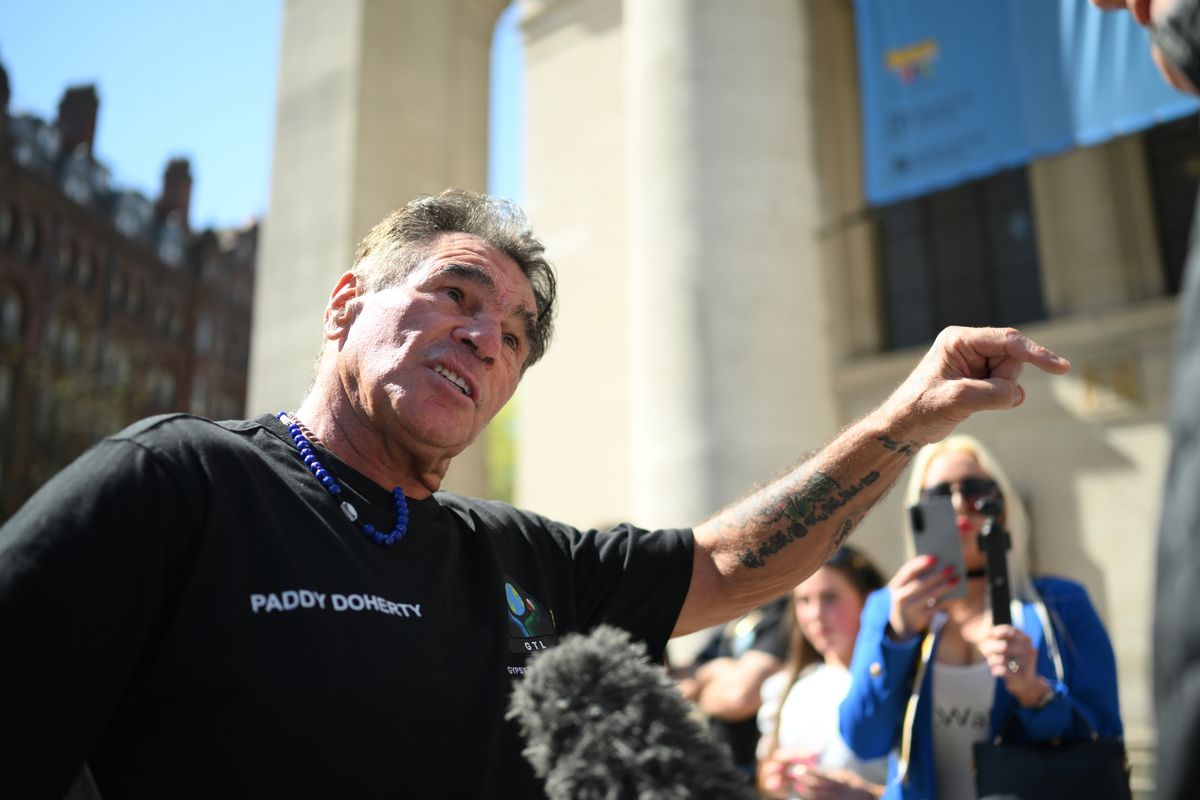 Paddy Doherty speaks to reporters
