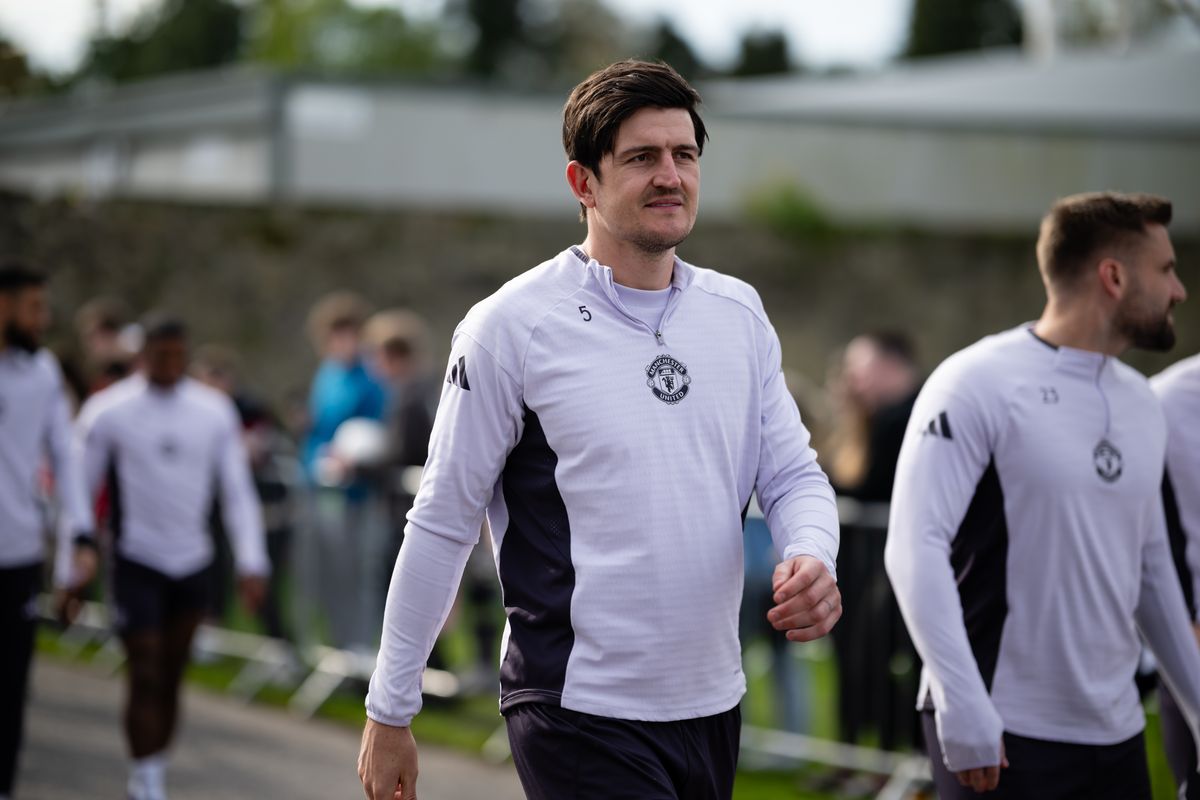 Harry Maguire of Manchester United in action during a first team training session