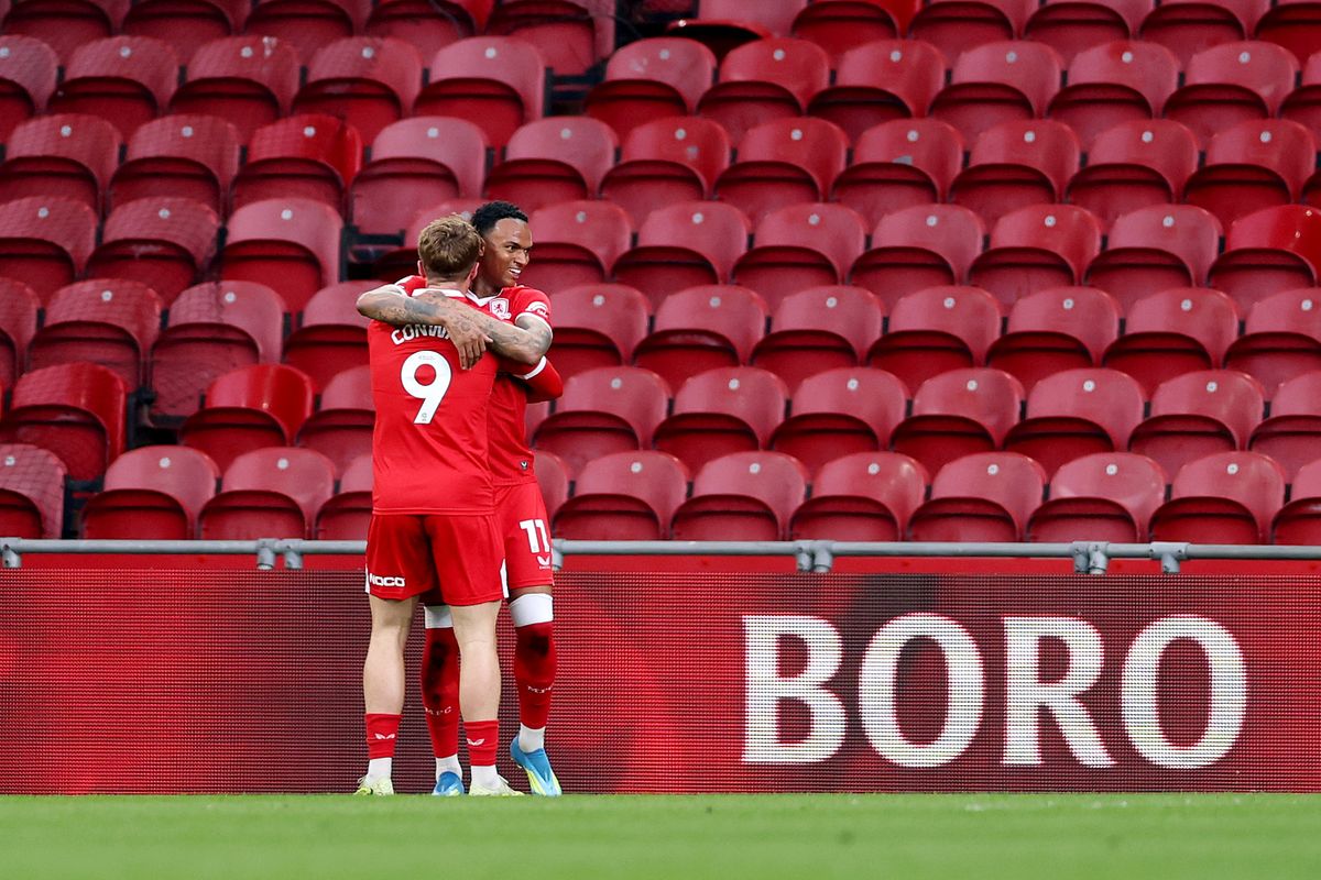 Morgan Whittaker of Middlesbrough celebrates scoring his team's first goal