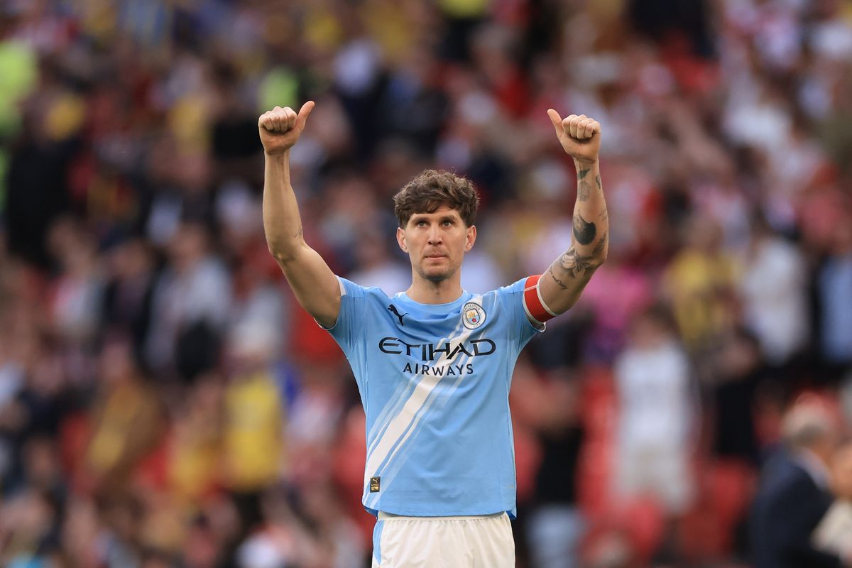 John Stones of Manchester City celebrates during the Emirates FA Cup Semi Final match between Manchester City and Southampton
