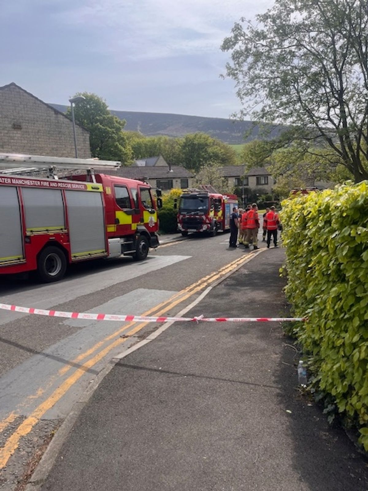 Fire crews taped off the residential street