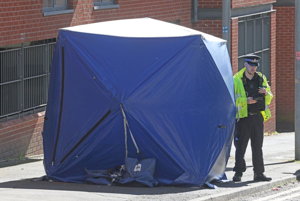 A police forensic tent on Lord Street