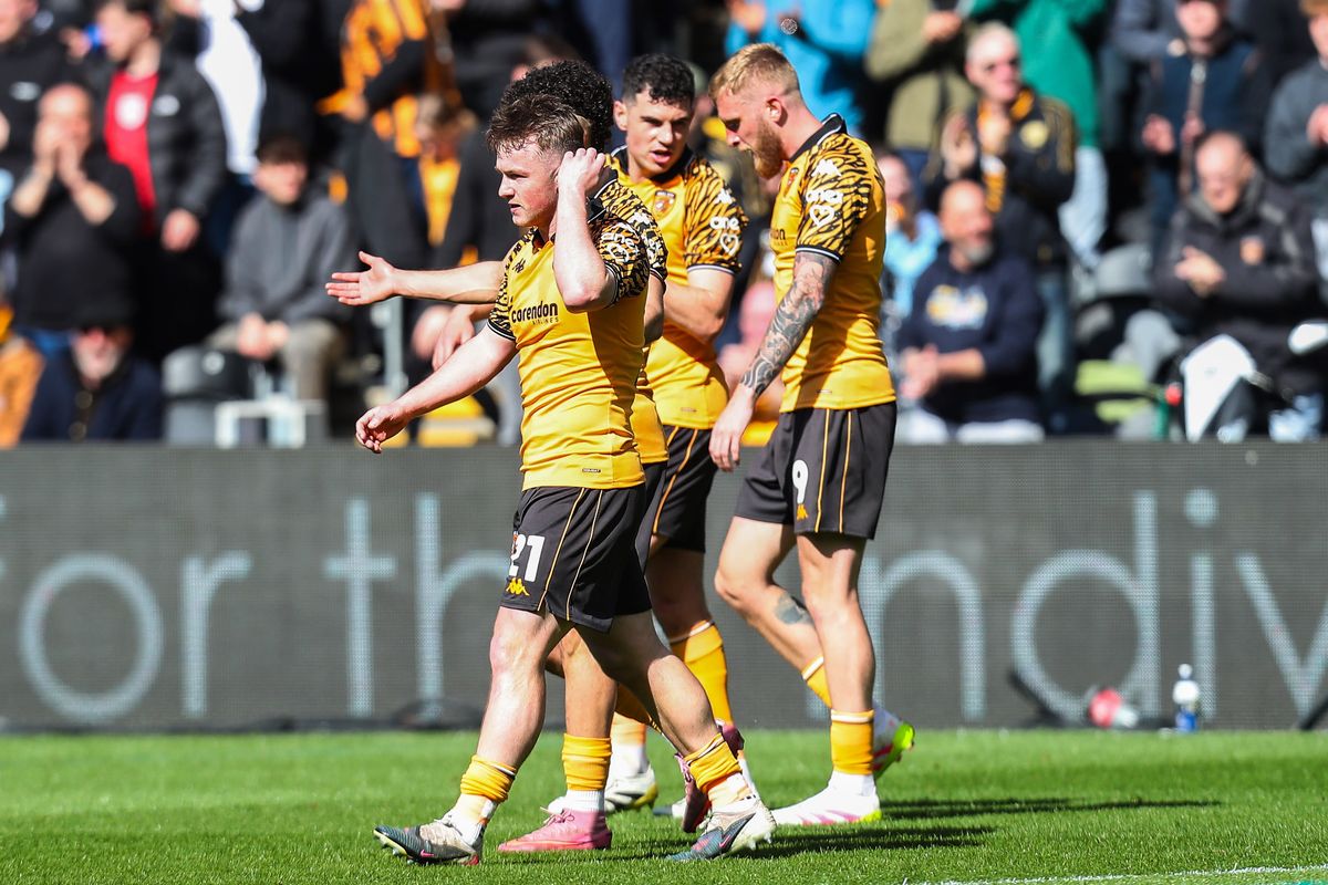 Hull City's Joe Gelhardt celebrates scoring against Birmingham City.