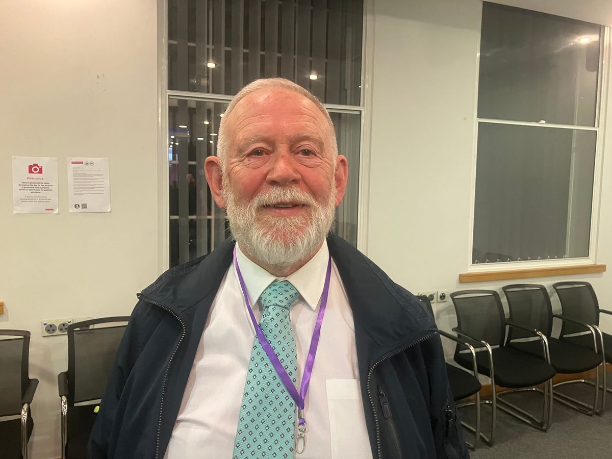 Michael Felse at the Barton and Winton by-election count in Salford on April 22, 2026
