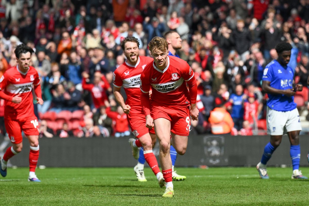 Tommy Conway of Middlesbrough celebrates scoring