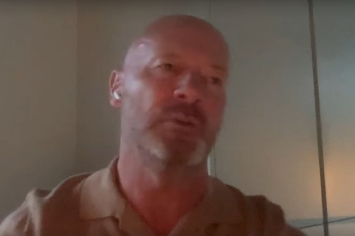 Alan Shearer speaking on a podcast