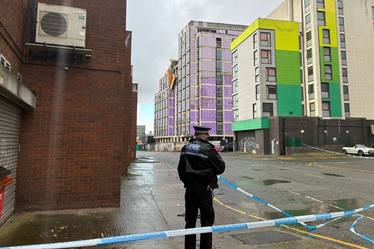 A police cordon is in place on Devon Street in Liverpool city centre