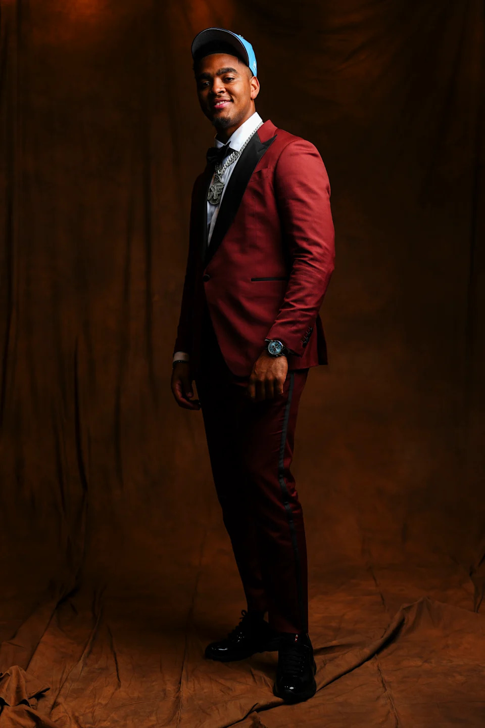 Auburn defensive lineman Keldric Faulk poses for a studio portrait at the NFL Draft in Pittsburgh.