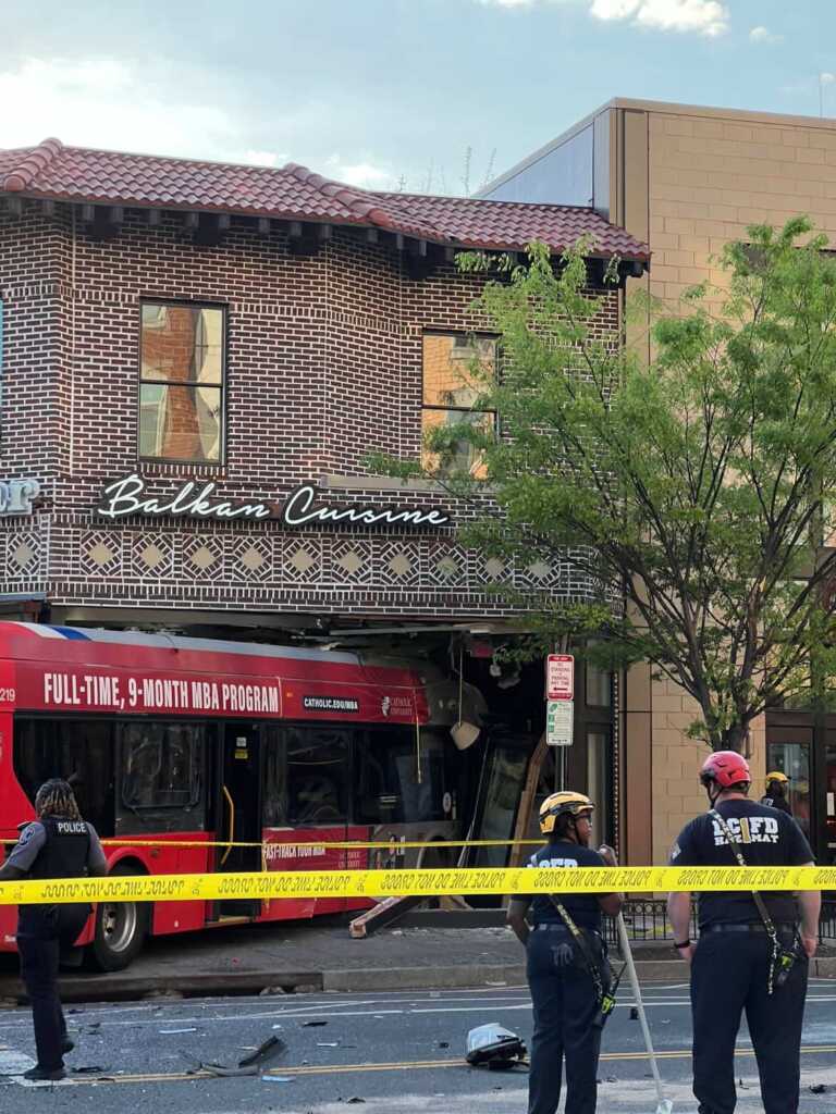 Bus Driver Crashed Into Ambar Balkan Cuisine after car driver, allegedly, ran a red light.