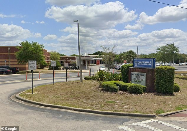 He would log in to her school accounts to make changes to her schedule so he could add her to another one of his classes 'without the knowledge or consent' of her mother, the report detailed. (Pictured: Tuskawills Middle School)